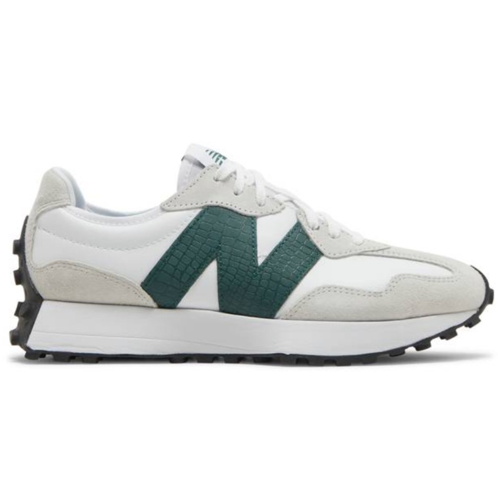 New Balance 327 Casual Sneakers Shoes White Leather Green Logo size 12 - Picture 3 of 8